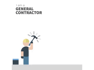 Contractor animation building contractor hammer house repair structure worker