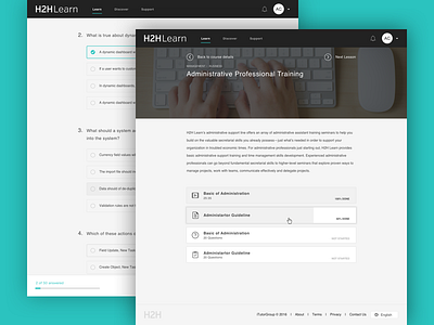 H2h Learn Web design education interface lesson quiz responsive training ui user ux web