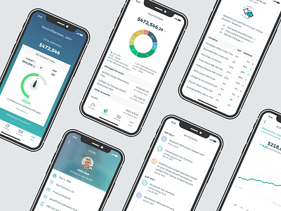 Finance App activities chart finance gradient ios iphonex light minimal mobile profile timeline ui