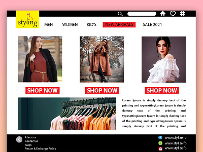 website design clothing website graphic design landing page of a website logo styling typography web design website design