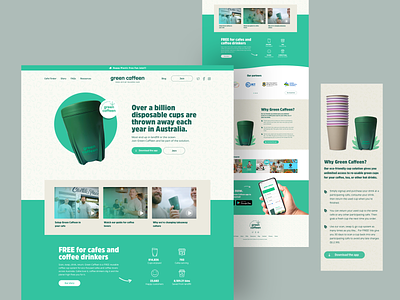Green Caffeen green home interface responsive ui web design website