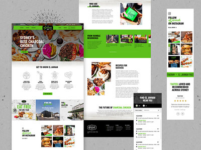 Charcoal chicken chicken food green interface responsive restaurant ui web web design
