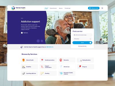 Services directory blue design health help interface ix layout mental mental health services support ui web web design
