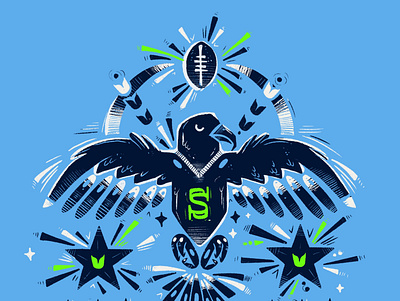 Seahawks vs Cowboys Digital Ticket bird drawing football hawk illustration illustration digital illustrator nfl procreate seahawks seattle social media sports sportsdesign
