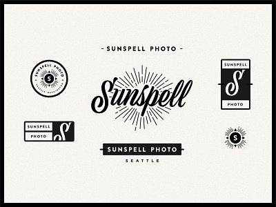Sunspell Photo Logo Set design logo logo design photo photography photography logo seattle stamp sun typography vector washington
