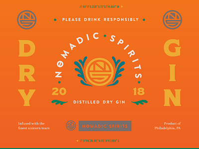 Nomadic Spirits Identity System alcohol alcohol branding blue branding color palette design flat food food and drink gin identity identity branding identity design logo minimal orange philadelphia travel typography vector