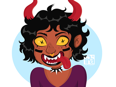 She-Devil black girl brown devil girl graphic design halloween illustration red she devil vector