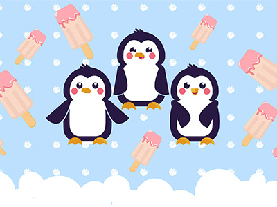 Penguins blue clipart cold flat art ice cream logo penguins pink snow sweet