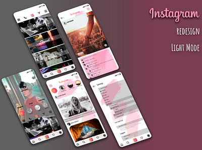 Instagram Redesign Light Mode design figma graphic design illustrator instagram phoneapp redesign ui uiux ux