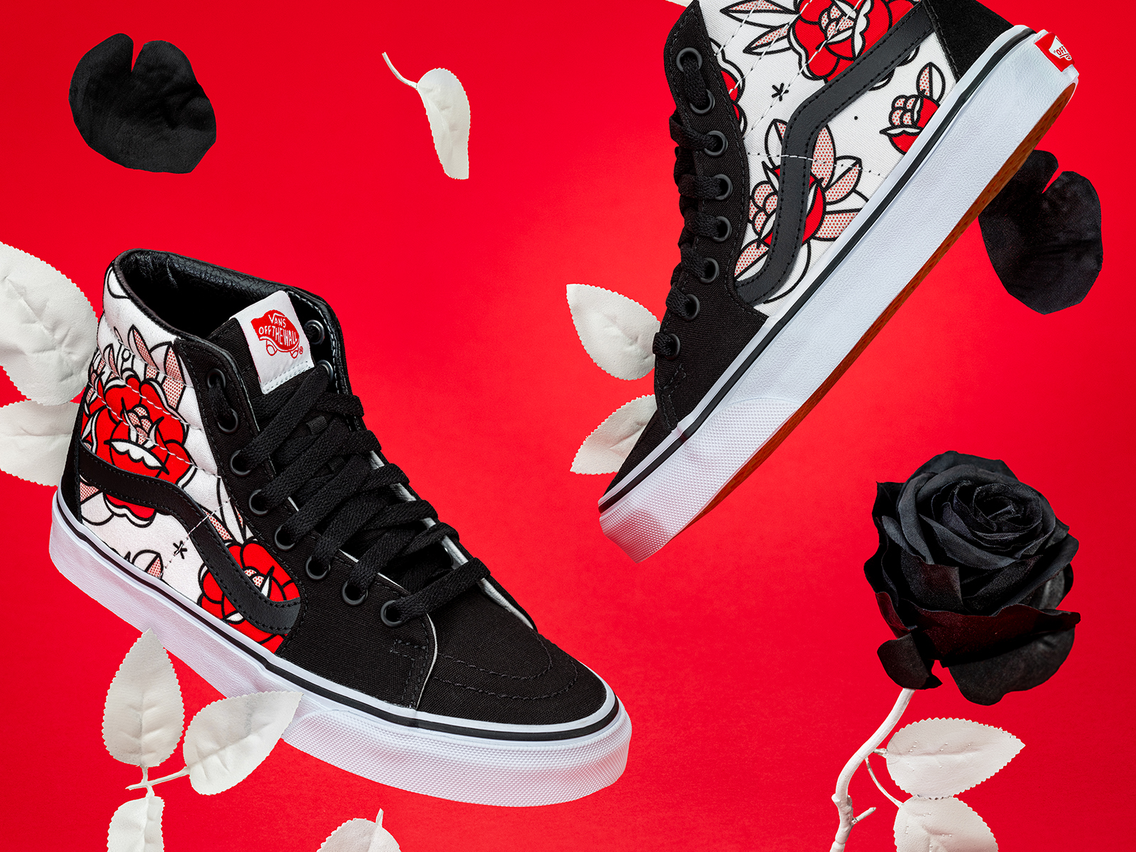 vans with roses high tops