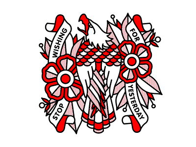 Stop Wishing For Yesterday. alexisonfire bird change eagle flower halftone illustration mono line monoline pop art tattoo typography yesterday