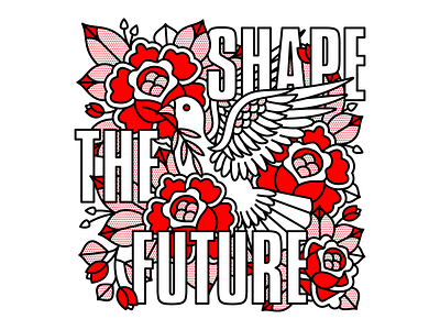 Shape The Future bird dove future halftone illustration mono line monoline pop art rose typography vote