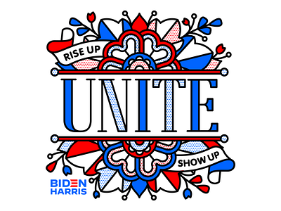 Rise Up Show Up Unite. 2020 flower halftone illustration lettering mono line monoline pop art riseupshowupunite tattoo type typography unite vote