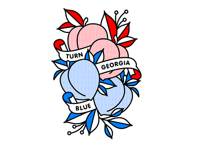 Turn Georgia Blue blue georgia halftone illustration mono line monoline peaches pop art tattoo vote