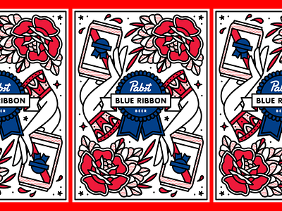 PBR Can Finalist | Please vote! beer can halftone illustration label monoline pabst blue ribbon package design pbr pop art tattoo vote