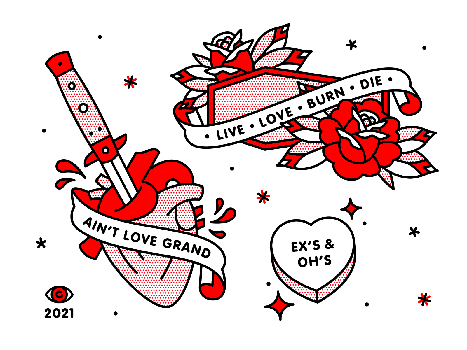Tattoo Valentines Fabric Wallpaper and Home Decor  Spoonflower
