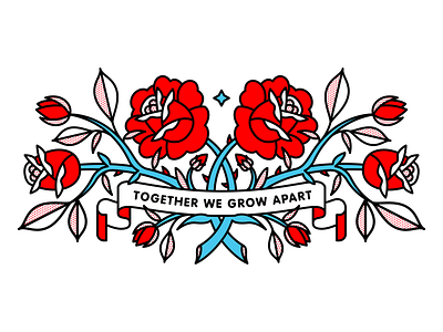 Together We Grow Apart flowers friendship grow halftone illustration monoline redhalftone rose tattoo
