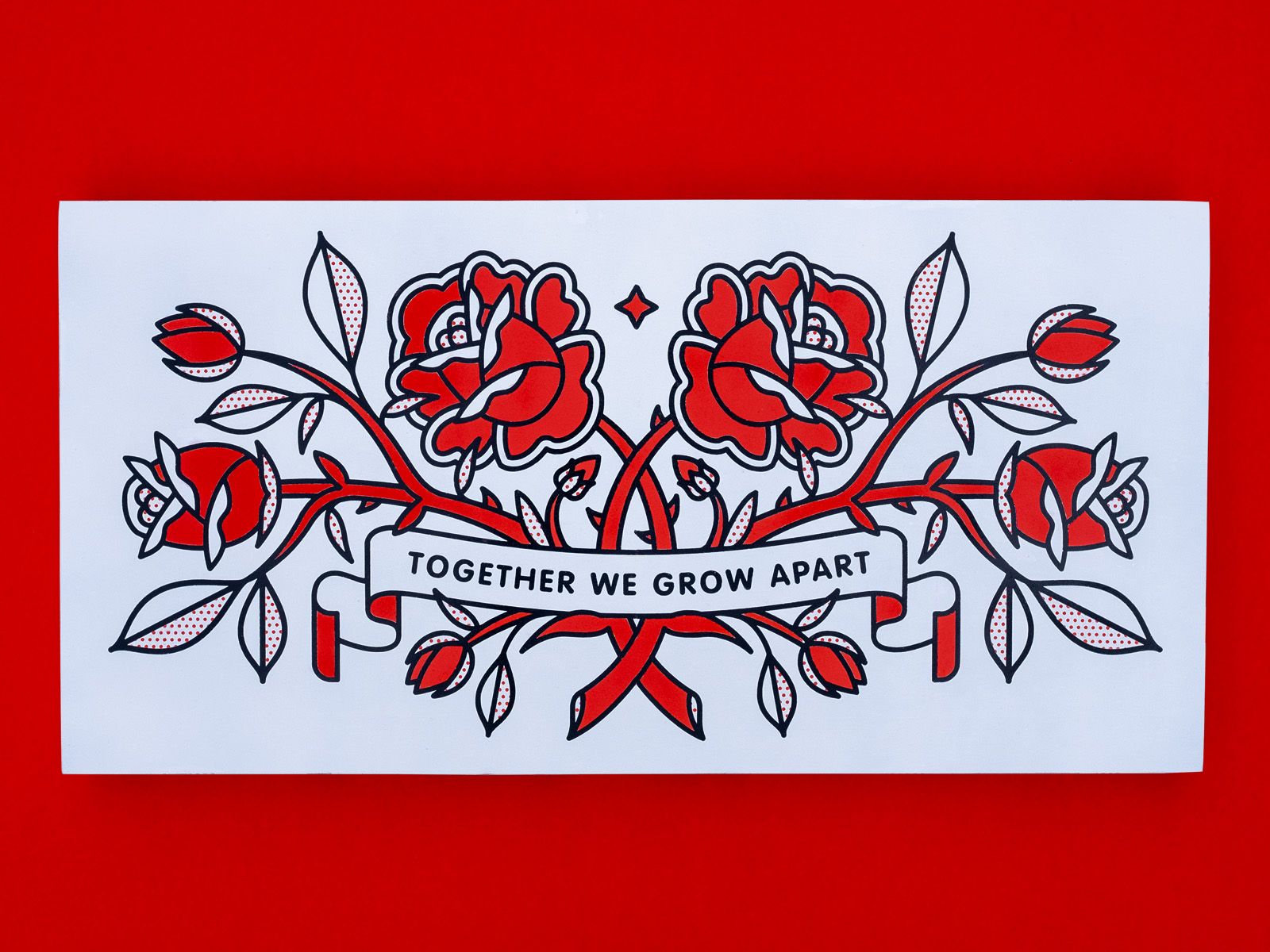Together We Grow Apart Painting halftone monoline painting pop art quote rose spray paint stencil tattoo