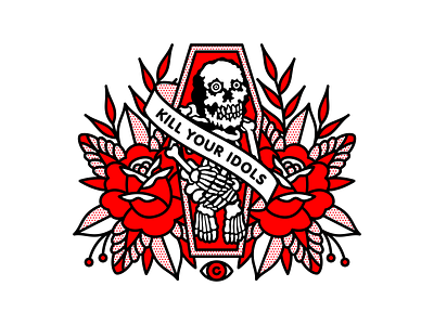 RX Skulls x Red Halftone Collab coffin collab dead halftone idols illustration kill monoline rxskulls skull