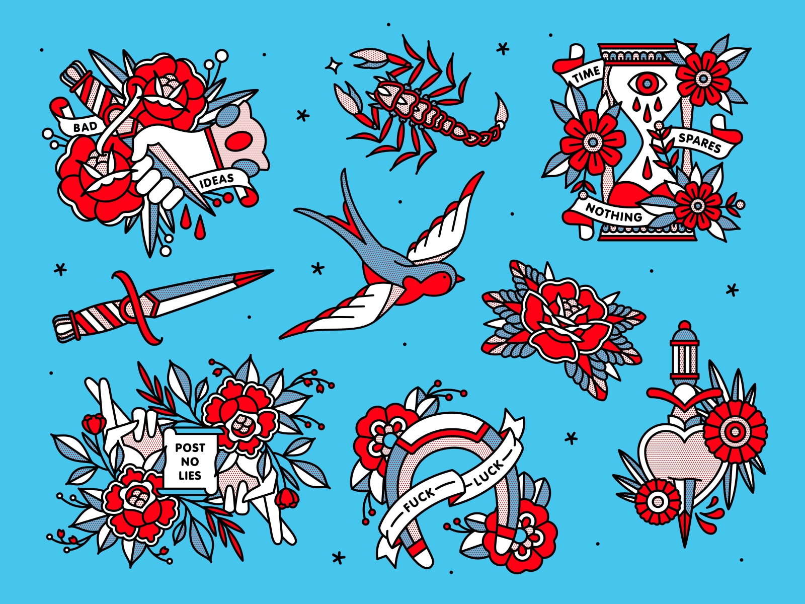 American Traditional Tattoo Flash Sheet  Second Best Collective