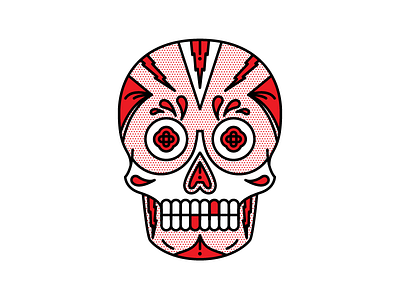 Sugar Skull. halftone icon illustration mono line popart red skull sugar skull