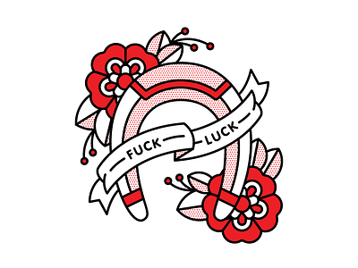 Bad Luck design flat fuck halftone horseshoe illustration luck monoline red tattoo vector