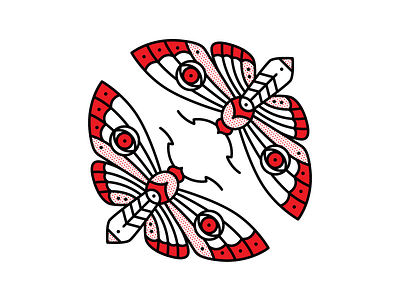 Moths design flat halftone illustration insect moth red vector