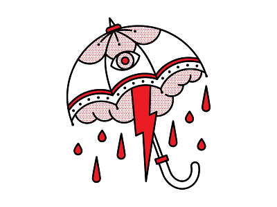 Umbrella design eye halftone illustration parasol rain red umbrella weather