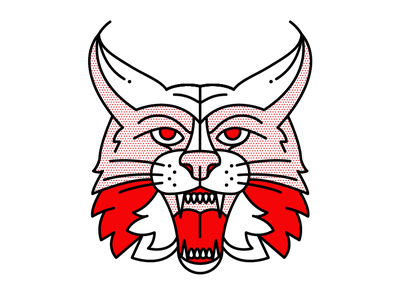 Lynx. beast cat halftone illustration lynx monoline pop art red tattoo vector