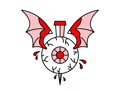 Yep. That's a dead flying eyeball. eye halftone illustration monoline nail pop art red tattoo vector wings