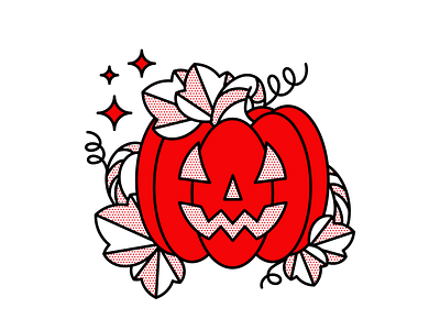 Halloween! flat halftone halloween illustration monoline pop art pumpkin red tattoo vector