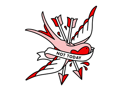 Not Today. arrow bird design halftone illustration monoline pop art red tattoo vector