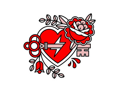 The Thief. flat halftone heart illustration monoline pop art red tattoo valentines day vector