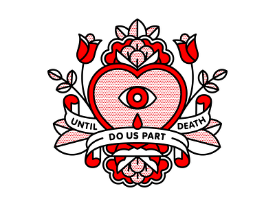 Until Death Do Us Part. alkaline trio halftone heart illustration love monoline pop art tattoo valentines day vector