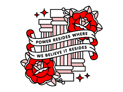 Power Resides Where We Believe It Resides. flat flower game of thrones halftone illustration monoline pop art red tattoo vector