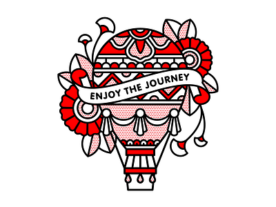Enjoy The Journey. flower halftone hotairballoon illustration monoline pop art red tattoo typography vector