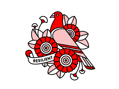 NYC Pigeons bird halftone illustration monoline nyc pigeon pop art red tattoo typography