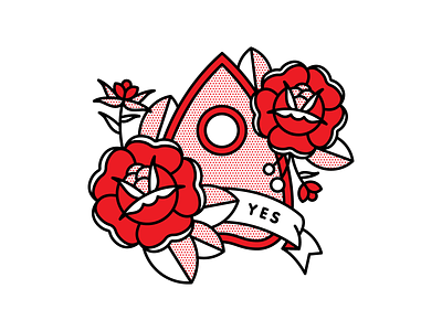 Yes Planchette halftone illustration mono line oujia planchette pop art rose tattoo typography yes