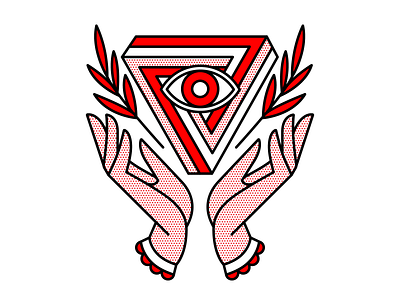 Hypnotic. eye halftone hands illuminati illustration impossible shape monoline pop art secret society tattoo