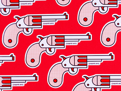 Sticker Giveaway gun halftone illustration monoline pop art red retro revolver sticker tattoo