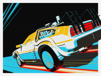 Delorean Racer 2d 3d after effects animation c4d cel design fx ill illustration motion graphics