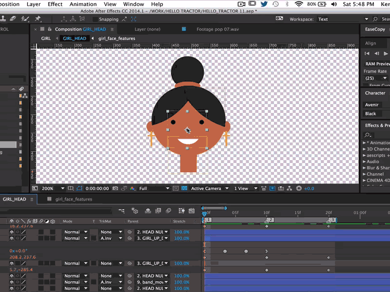 Rigging Head turn in Ae 2d after effects animation design illustration motion graphics