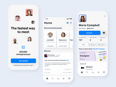 Social network for entrepreneurs dailyui design mobile mobile app mobile ui remotework ui ux