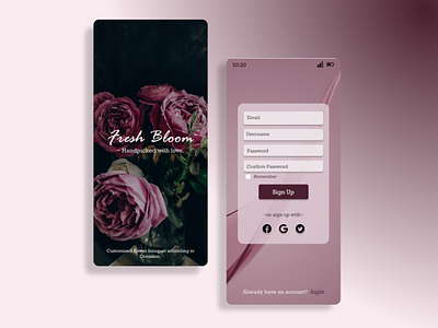 Sign Up Page - Daily UI 001 aesthetic dailyui design floristapp mobileui ui uidesigns ux