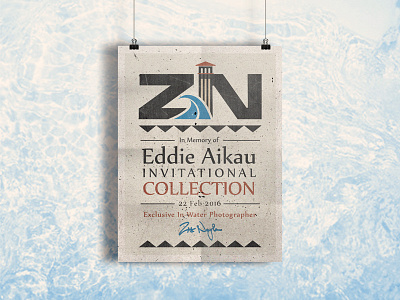 The Eddie Poster hawaii illustration logo poster surf waimea bay water
