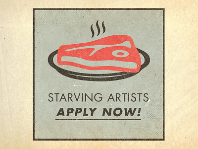 Artist Search - Classified Ad ad artist collateral flyer illustration retro steak vintage