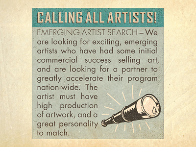 Artist Search Classified Ad