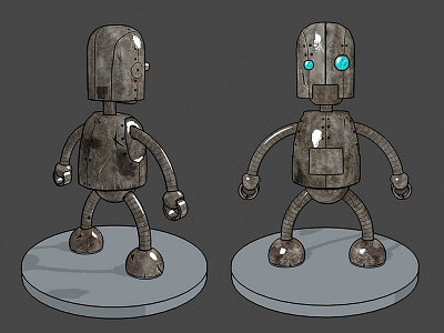 Little Robot 3d cel shaded lowpoly model rendering robot stylized texture
