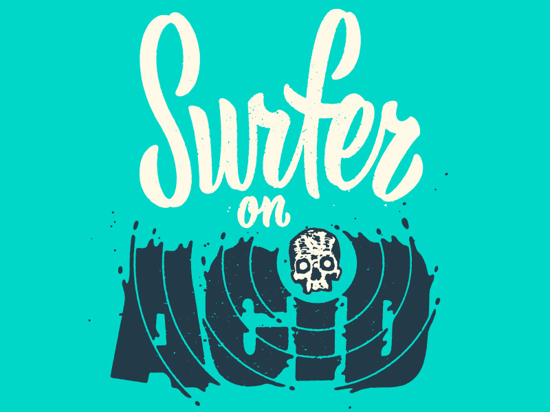 Beach Misfits hand lettering drinking surfing type skull script lettering