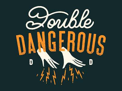 Double Dangerous lettering lightning logo logotype script